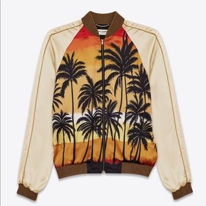 TEDDY JACKET IN BEIGE, RED, YELLOW AND BLACK PALMS